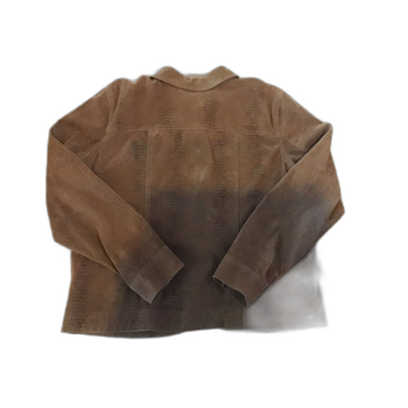 Bamboo Traders Brown Reptile Snake Print Shirt Jacket Size PL Brass Buttons - Picture 2 of 7